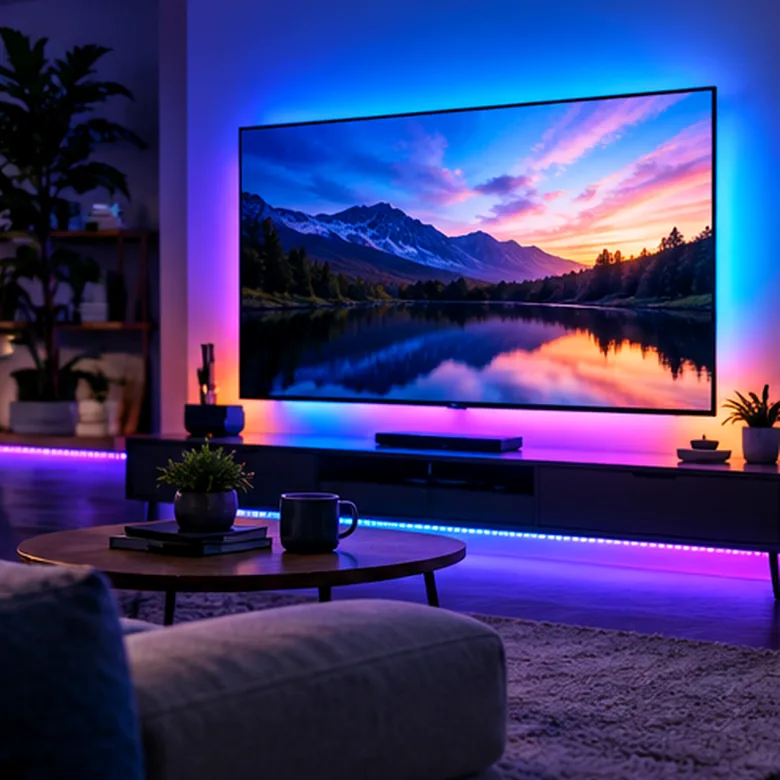 Illustrative AI-generated scene showing the general type of Govee RGBIC LED Strip Lights; not the exact manufacturer product.