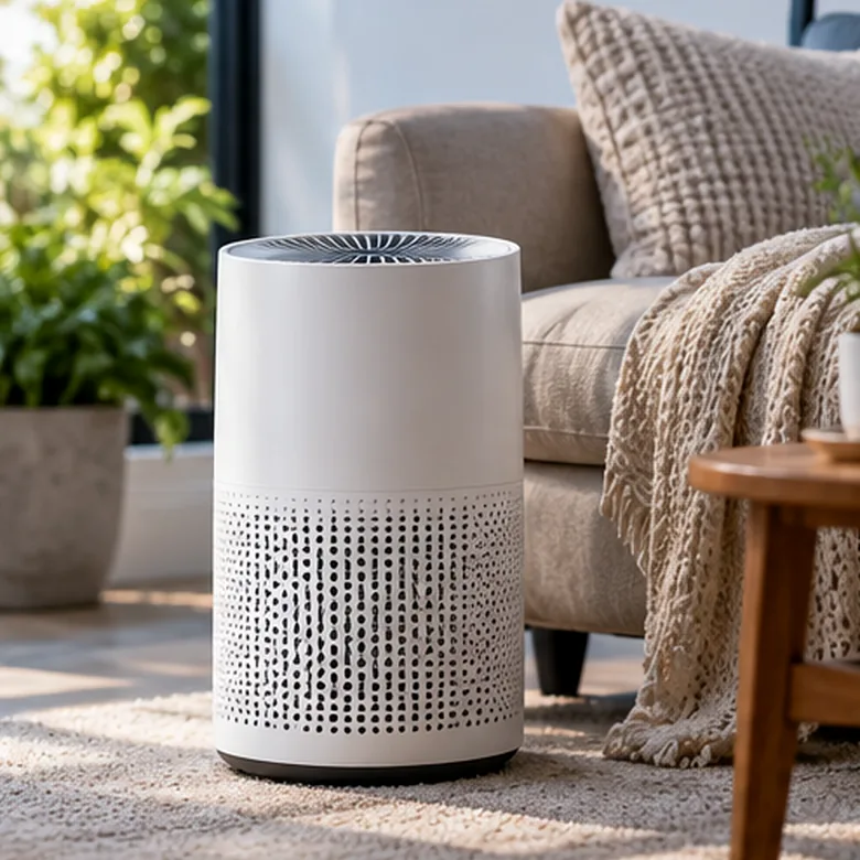 Illustrative AI-generated scene showing the general type of LEVOIT Core 300-P Air Purifier; not the exact manufacturer product.